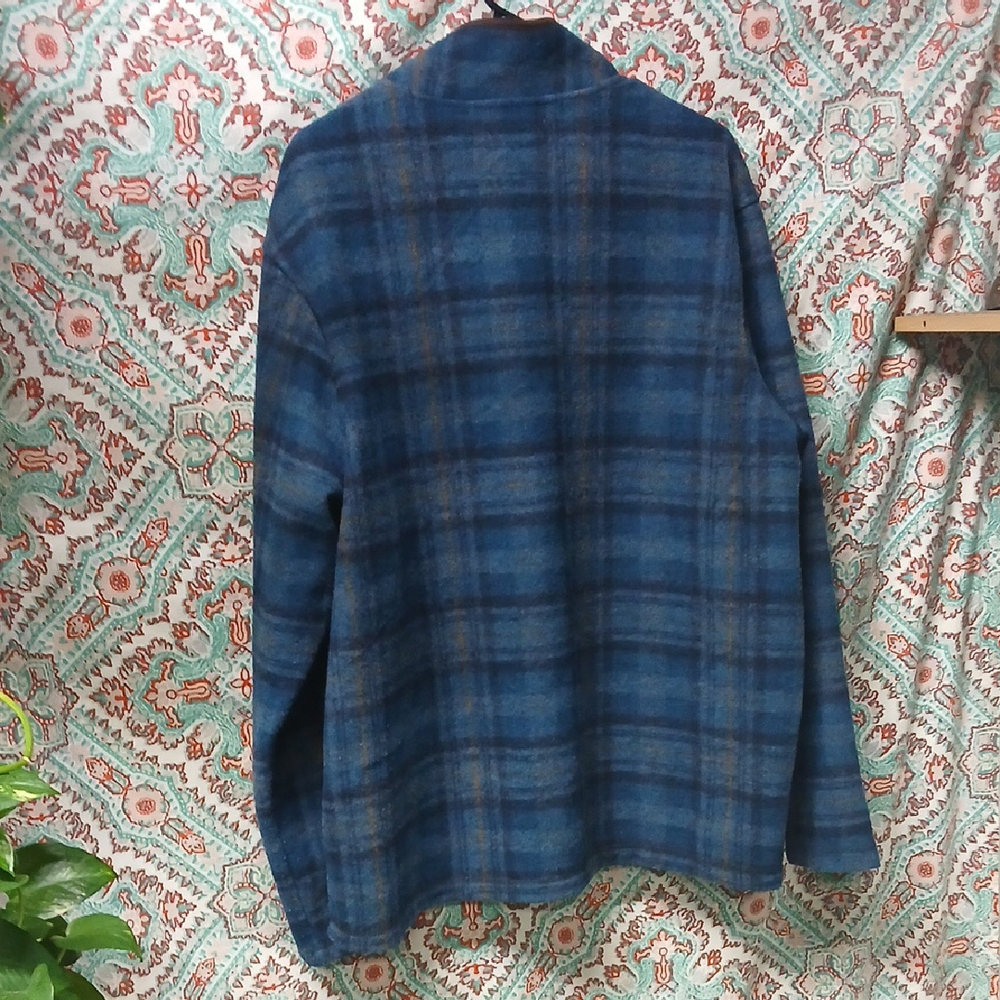 John Wayne Partial Button Blue Checkered Plaid Pullover, Size XL - Picture 8 of 10